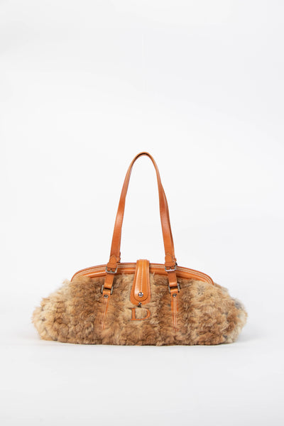 RARE Christian Dior John Galliano Rabbit Fur Shoulder Bag