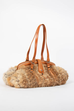 RARE Christian Dior John Galliano Rabbit Fur Shoulder Bag