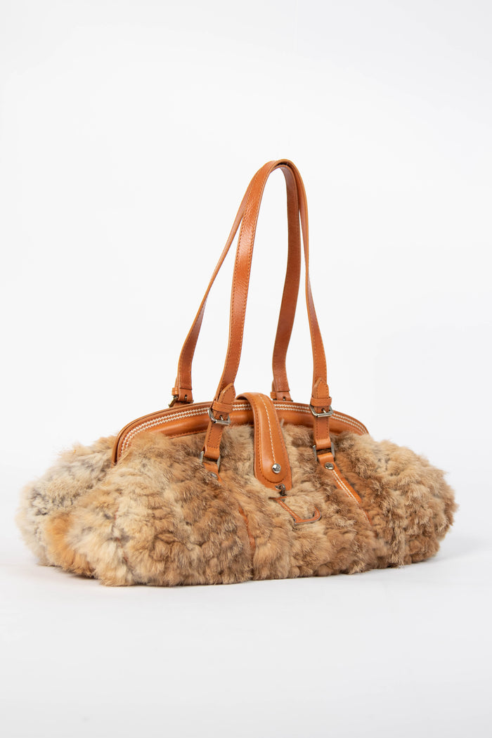 RARE Christian Dior John Galliano Rabbit Fur Shoulder Bag