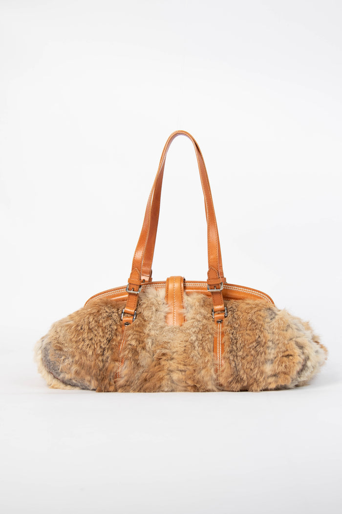 RARE Christian Dior John Galliano Rabbit Fur Shoulder Bag