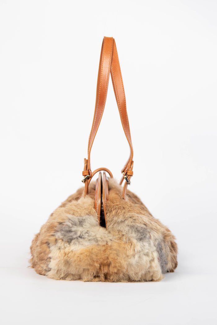RARE Christian Dior John Galliano Rabbit Fur Shoulder Bag