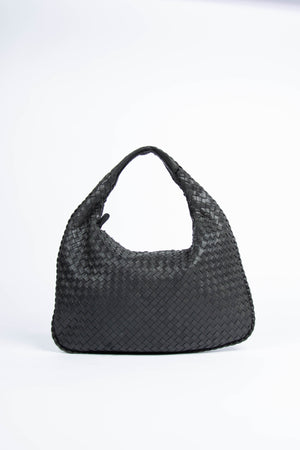 Vintage Bottega Veneta Black Intrecciato Shoulder Bag