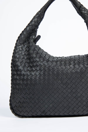 Vintage Bottega Veneta Black Intrecciato Shoulder Bag