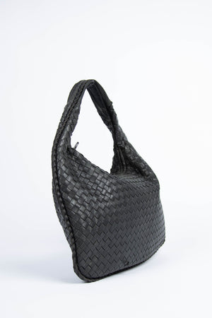 Vintage Bottega Veneta Black Intrecciato Shoulder Bag