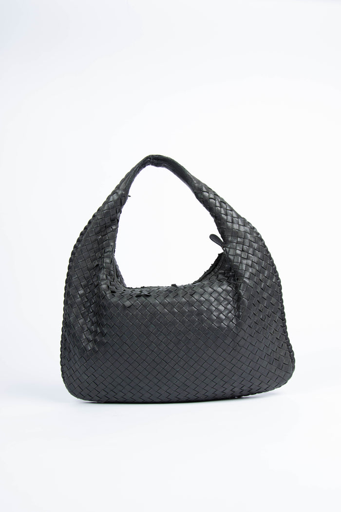 Vintage Bottega Veneta Black Intrecciato Shoulder Bag