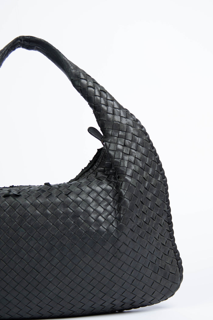 Vintage Bottega Veneta Black Intrecciato Shoulder Bag