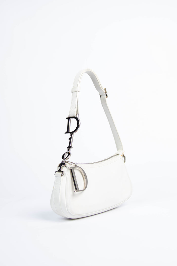 Vintage Christian Dior White Lettering Shoulder Bag