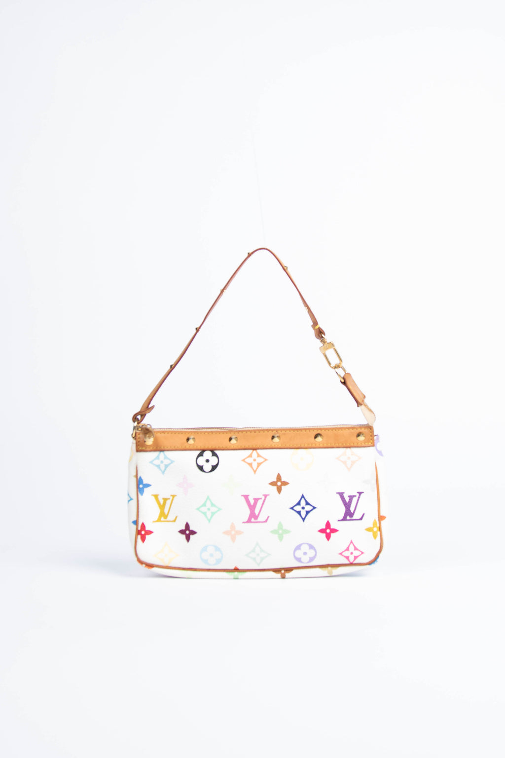 2000s Louis Vuitton x Takashi Murakami White Multicolour Pochette Accessoires