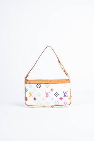 2000s Louis Vuitton x Takashi Murakami White Multicolour Pochette Accessoires