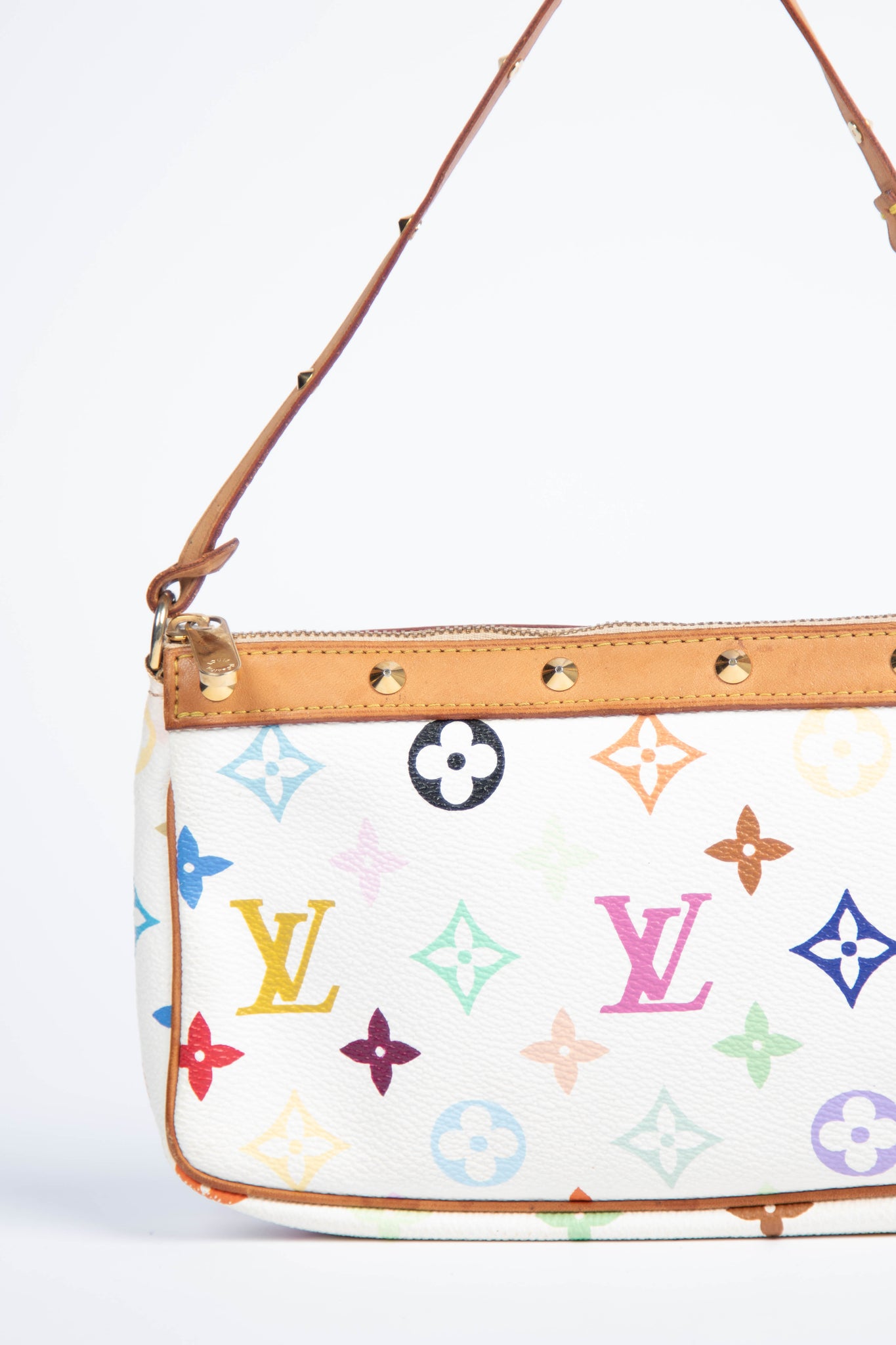 2000s Louis Vuitton x Takashi Murakami White Multicolour Pochette Accessoires