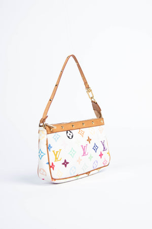 2000s Louis Vuitton x Takashi Murakami White Multicolour Pochette Accessoires