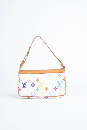 2000s Louis Vuitton x Takashi Murakami White Multicolour Pochette Accessoires