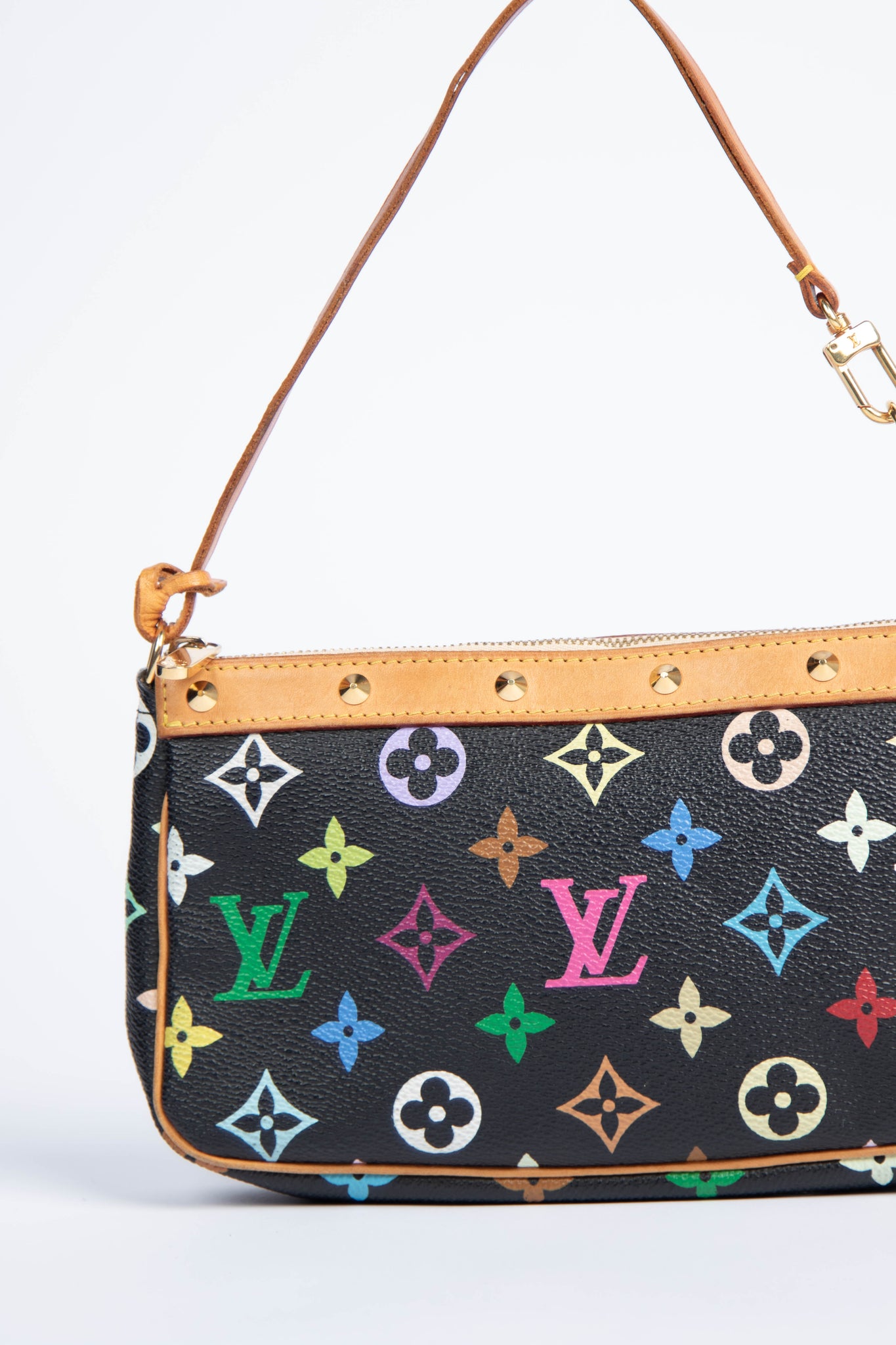 2000s Louis Vuitton x Takashi Murakami Black Multicolour Pochette Accessoires