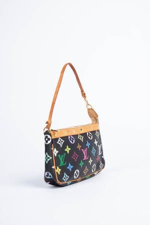 2000s Louis Vuitton x Takashi Murakami Black Multicolour Pochette Accessoires