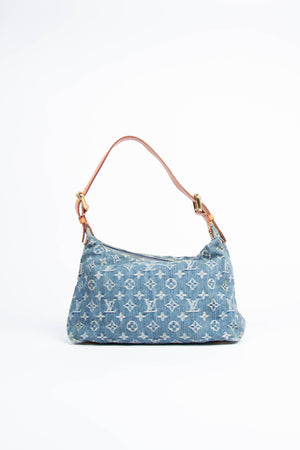 2000s Louis Vuitton Blue Denim Baggy PM Monogram Shoulder Bag