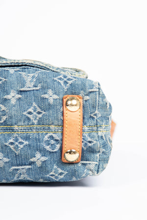 2000s Louis Vuitton Blue Denim Baggy PM Monogram Shoulder Bag