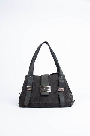 Vintage Fendi Black Zucchino Shoulder Bag