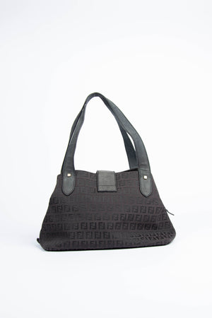 Vintage Fendi Black Zucchino Shoulder Bag