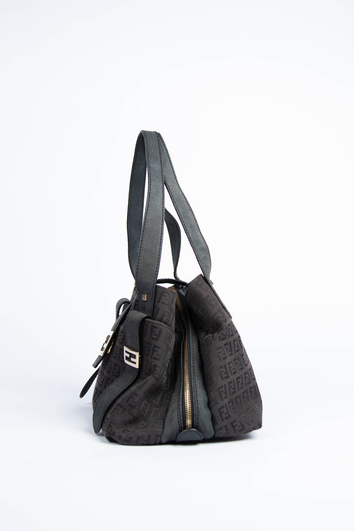 Vintage Fendi Black Zucchino Shoulder Bag