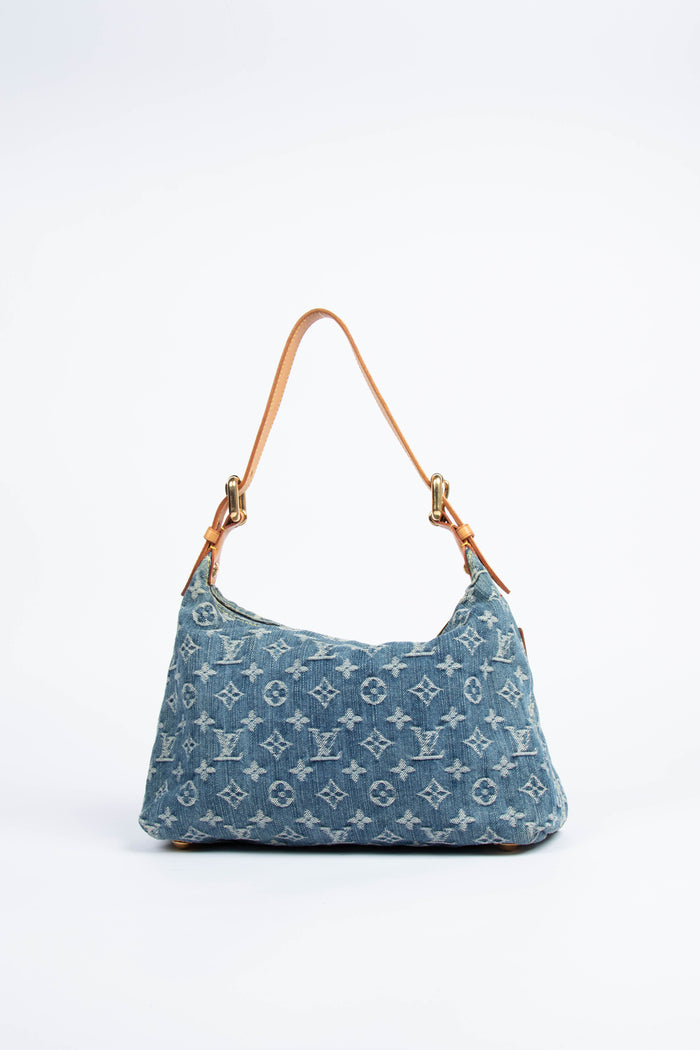 2000s Louis Vuitton Blue Denim Baggy PM Monogram Shoulder Bag