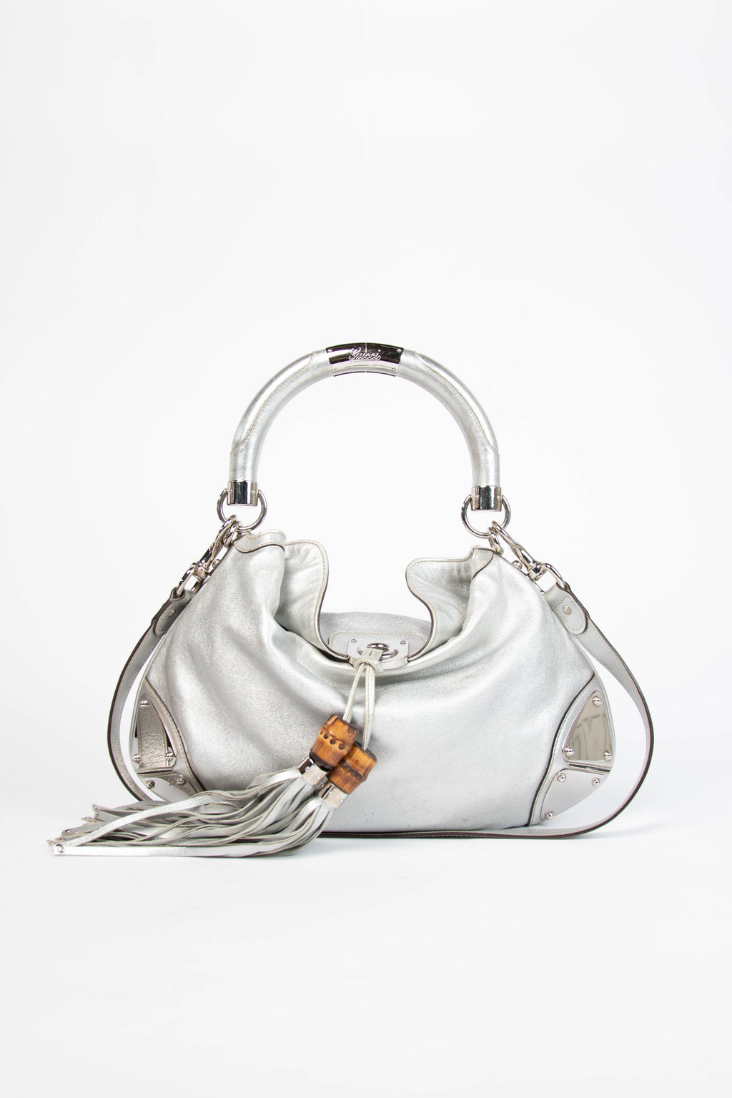 2000s Gucci Silver Indy Shoulder Bag