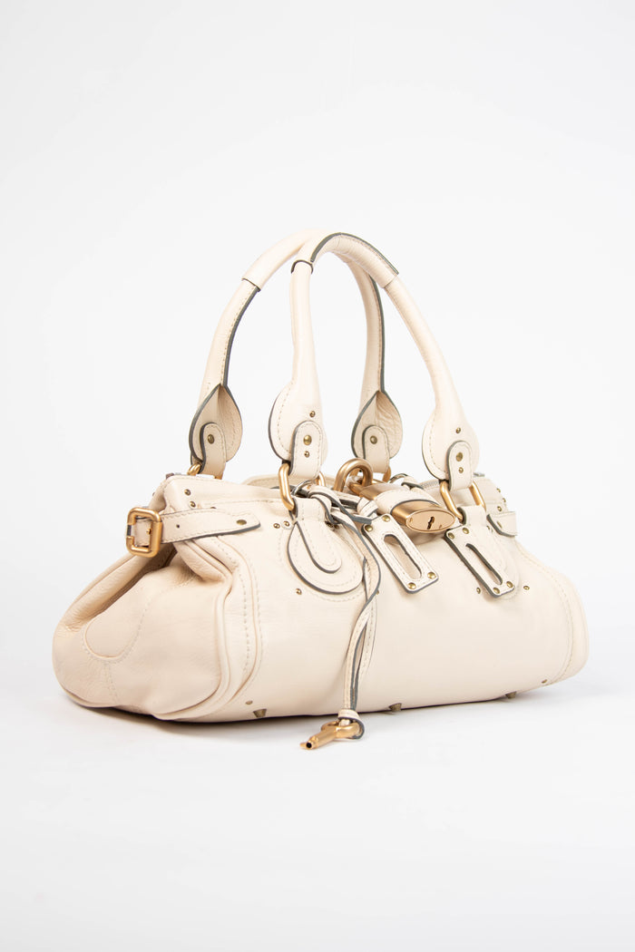 2000s Chloe Cream Leather Paddington Shoulder Bag
