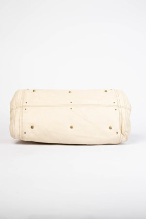 2000s Chloe Cream Leather Paddington Shoulder Bag with Brushed Gold Hardware