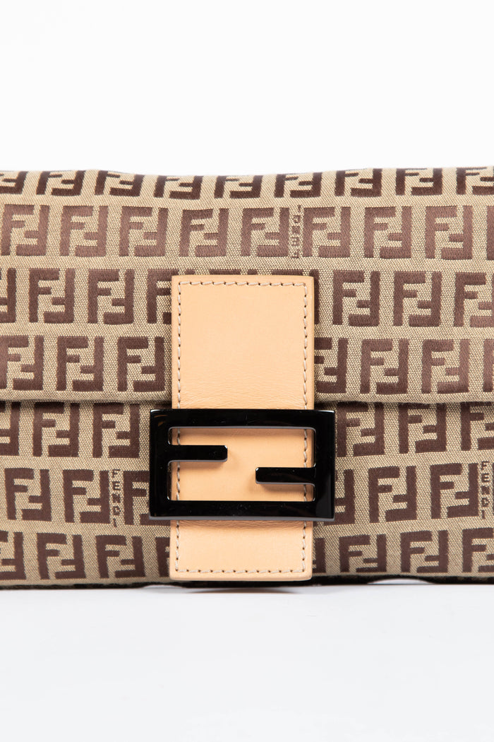 Vintage Fendi Brown Zucchino Baguette Shoulder Bag