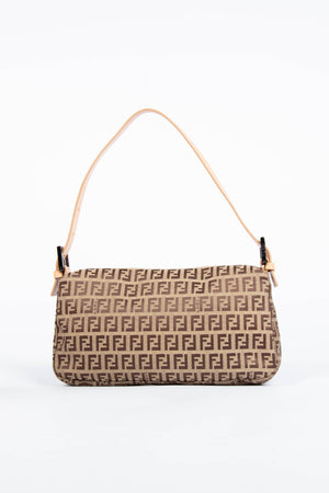 Vintage Fendi Brown Zucchino Baguette Shoulder Bag