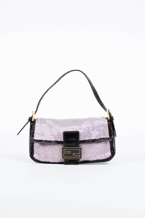RARE Fendi Purple Beaded Baguette Shoulder Bag