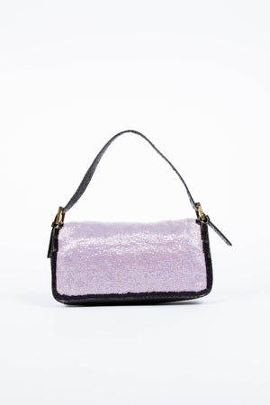 RARE Fendi Purple Beaded Baguette Shoulder Bag