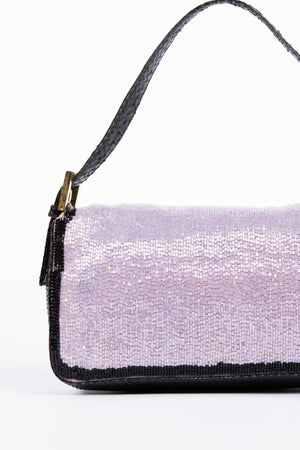 RARE Fendi Purple Beaded Baguette Shoulder Bag