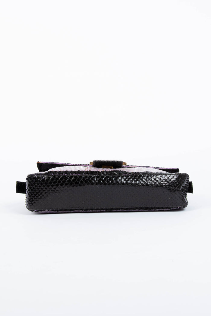 RARE Fendi Purple Beaded Baguette Shoulder Bag