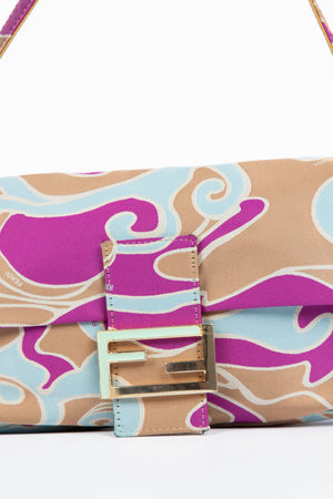 Vintage Fendi Psychedelic Swirl Print Baguette Shoulder Bag