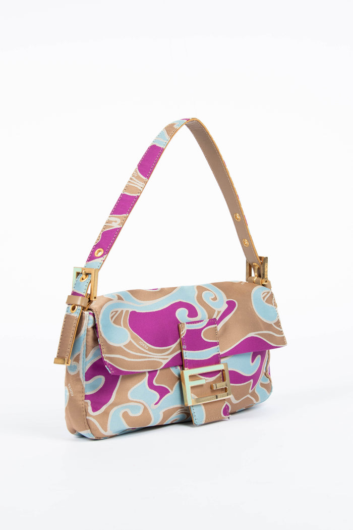 Vintage Fendi Psychedelic Swirl Print Baguette Shoulder Bag