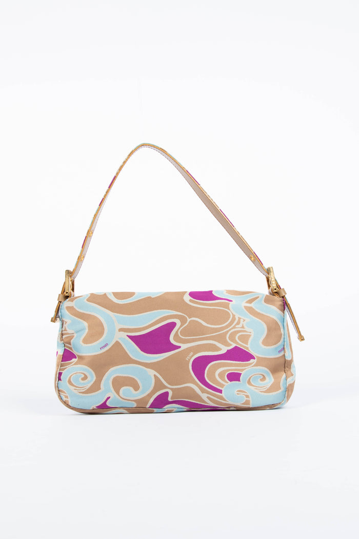 Vintage Fendi Psychedelic Swirl Print Baguette Shoulder Bag