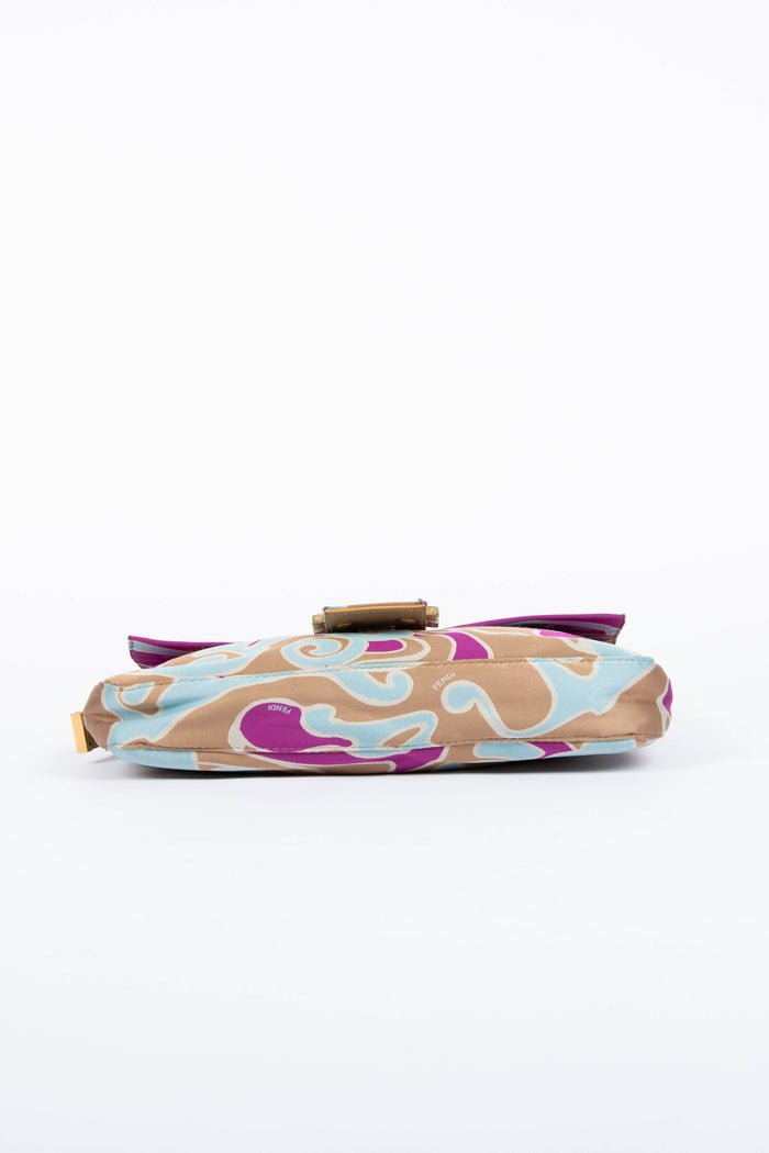 Vintage Fendi Psychedelic Swirl Print Baguette Shoulder Bag