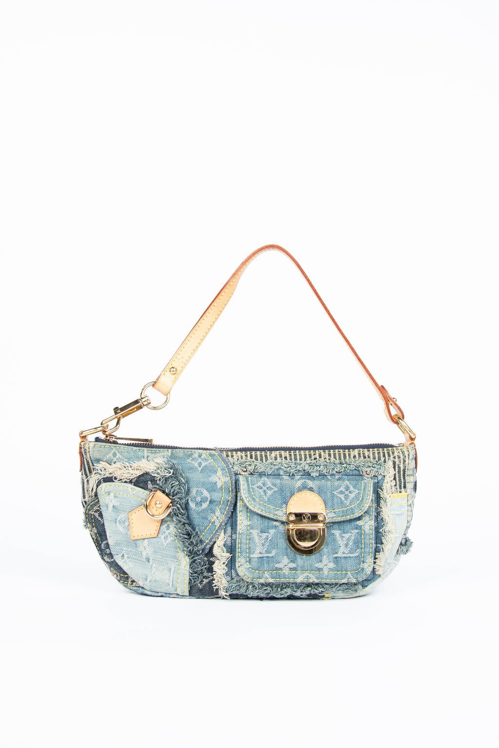 RARE 2000s Louis Vuitton Denim Patchwork Shoulder Bag