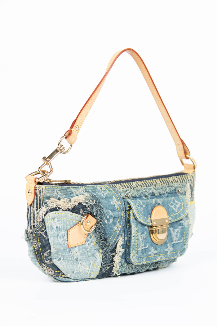 RARE 2000s Louis Vuitton Denim Patchwork Shoulder Bag
