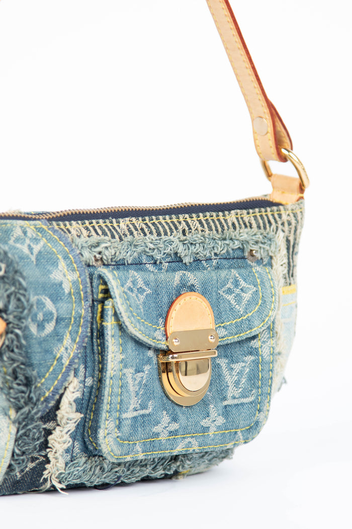 RARE 2000s Louis Vuitton Denim Patchwork Shoulder Bag