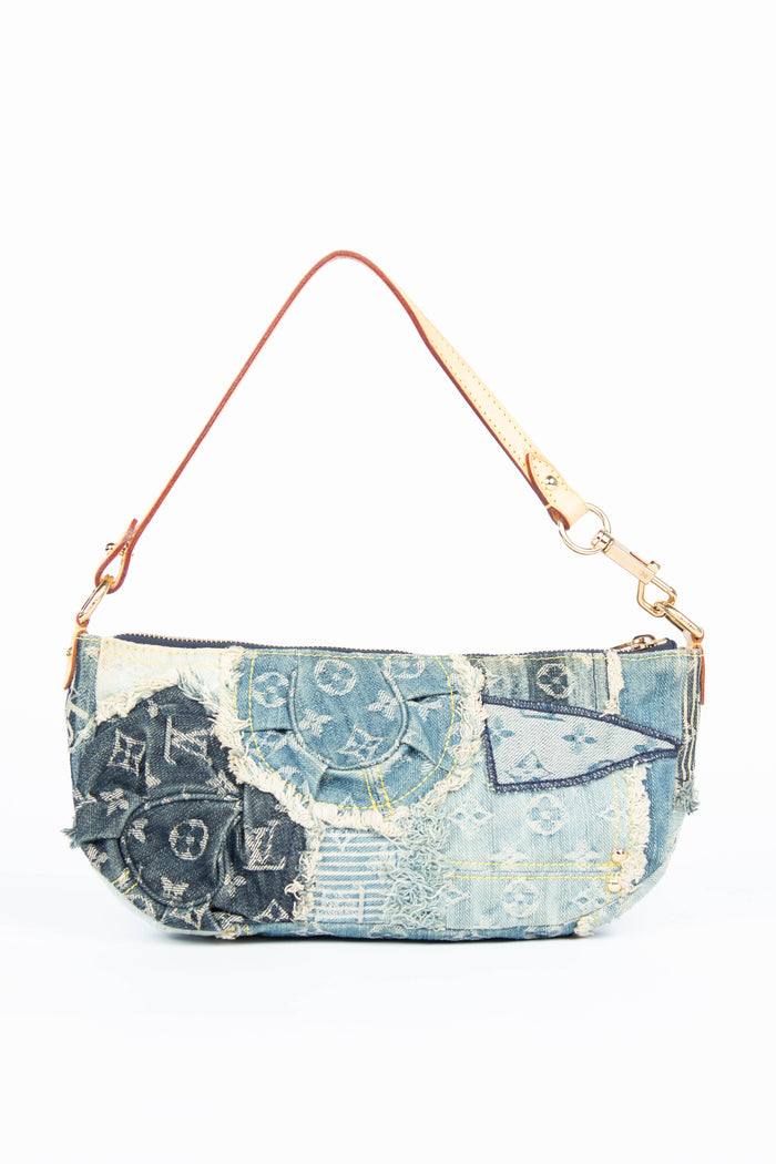 RARE 2000s Louis Vuitton Denim Patchwork Shoulder Bag