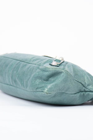 2000s Balenciaga Dark Teal Leather First City Shoulder Bag SHW