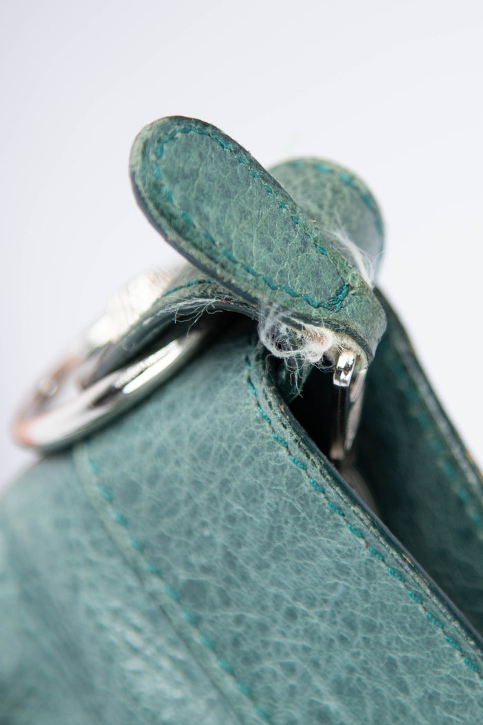 2000s Balenciaga Dark Teal Leather First City Shoulder Bag SHW