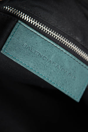 2000s Balenciaga Dark Teal Leather First City Shoulder Bag SHW