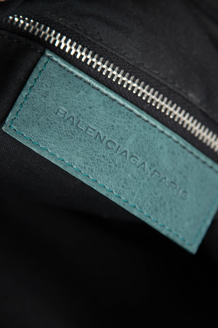 2000s Balenciaga Dark Teal Leather First City Shoulder Bag SHW
