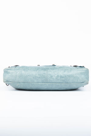 2000s Balenciaga Stone Blue Leather First City Shoulder Bag