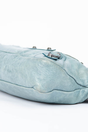 2000s Balenciaga Stone Blue Leather First City Shoulder Bag