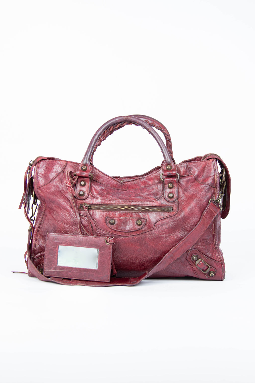 2000s Balenciaga Oxblood Leather City Bag
