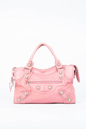 2000s Balenciaga Light Pink Leather City Bag Giant SHW