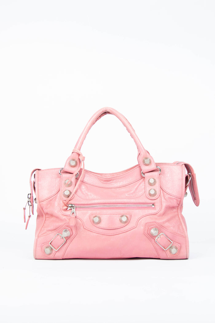 2000s Balenciaga Light Pink Leather City Bag Giant SHW